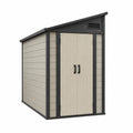 Abri de jardin 185 x 110 x 200 cm en résine beige et anthracite à double porte ventilé