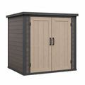 Abri de jardin 180 x 120 x 200 cm en résine gris anthracite et beige à double porte