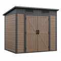 Abri de jardin 250 x 200 x 210 cm aspect bois brun avec structure anthracite et portes doubles ventilées