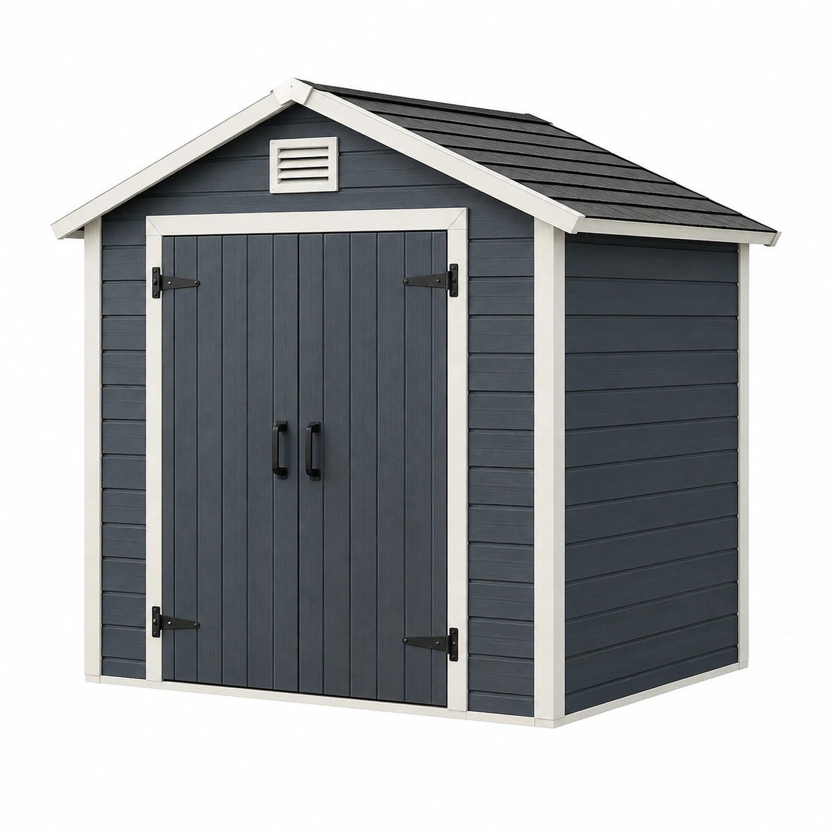 Abri de jardin 191 x 111 x 196 cm en résine anthracite à double porte ventilé