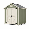 Abri de jardin 180 x 120 x 200 cm en résine vert sauge à double porte avec toit incliné
