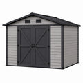 Abri de jardin 250 x 180 x 220 cm en résine gris anthracite avec double porte ventilée