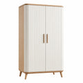 Armoire de rangement 100 x 50 x 180 cm en bois beige et blanc à 2 portes style scandinave