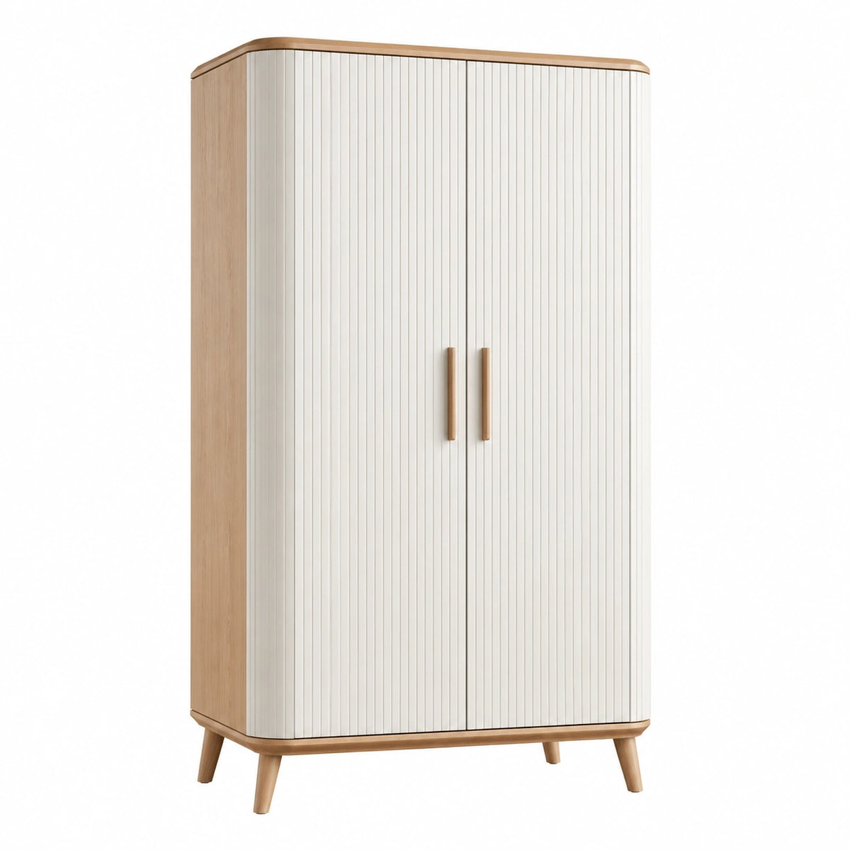 Armoire de rangement 100 x 50 x 180 cm en bois beige et blanc à 2 portes style scandinave