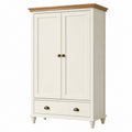Armoire de rangement 100 x 55 x 200 cm en bois blanc et naturel style classique avec tiroir