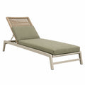 Bain de soleil 200 x 70 cm en métal beige avec coussin vert kaki dossier réglable