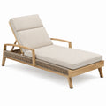 Chaise longue de jardin 198 x 72 x 85 cm en bois naturel et tissu beige avec dossier inclinable