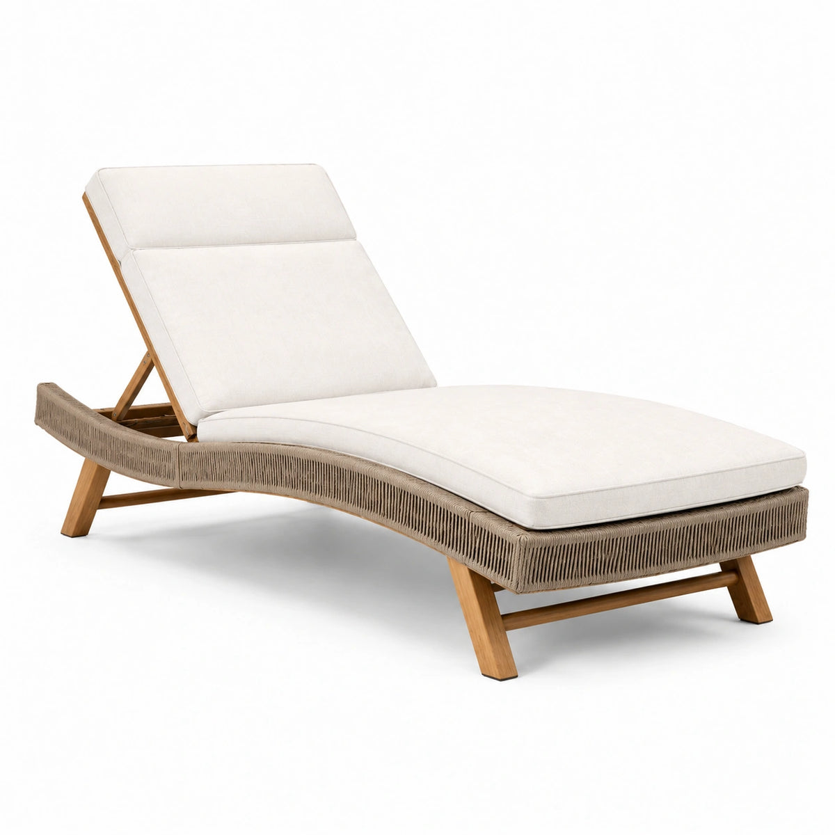 Chaise longue de jardin 200 x 70 x 85 cm en bois beige à dossier réglable