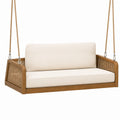 Balancelle suspendue 2 places 140 x 70 x 60 cm bois et rotin beige style naturel