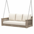 Balancelle de jardin 180 x 75 x 65 cm en bois beige suspendue 3 places