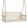 Banc balançoire suspendu 120 cm en bois crème pour extérieur style classique