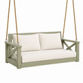 Balancelle de jardin 130 x 70 x 60 cm en bois vert avec cordes style campagne