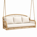 Balancelle suspendue 180 cm en rotin beige pour extérieur style bohème