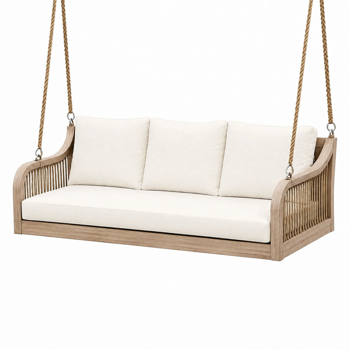 Banquette suspendue de jardin 180 x 75 x 70 cm en bois beige style naturel