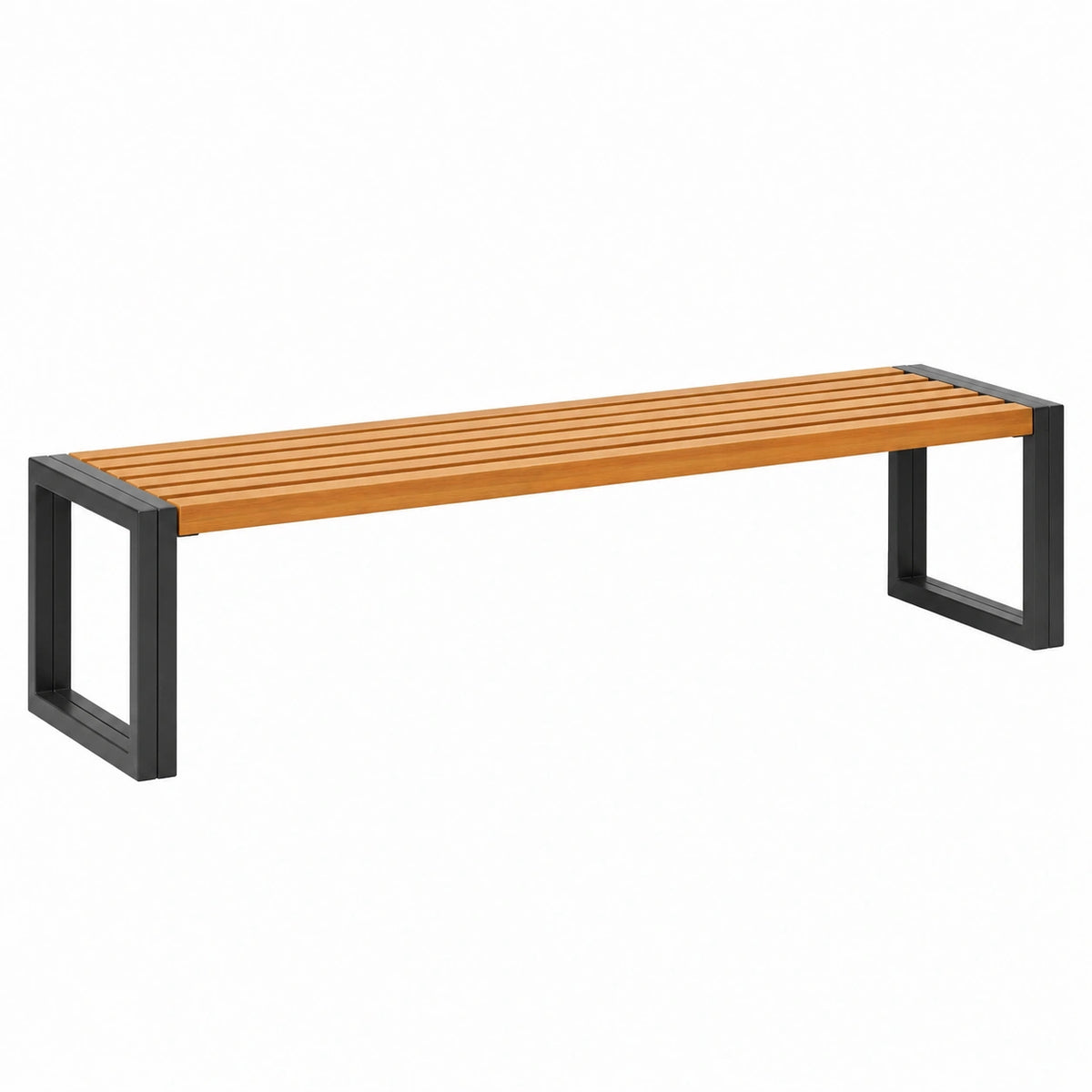 Banc de jardin 150 x 40 x 45 cm en bois et métal noir style industriel