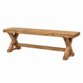 Banc 180 x 35 x 45 cm en bois massif brun - Style rustique à piètement croisé