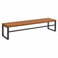 Banc 150 cm en bois brun et métal noir à lattes style industriel